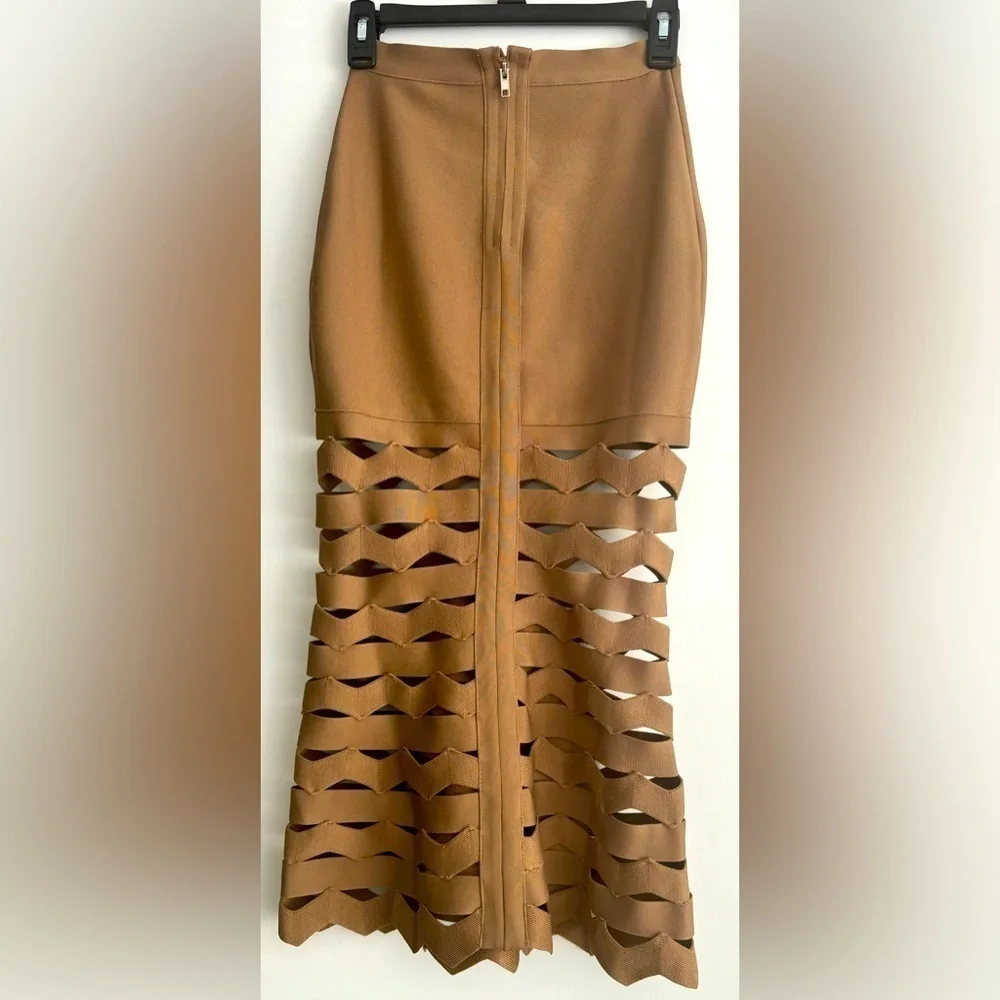 Rivir Bandage Crop Top and Cutout Midi Skirt Set - Size Small